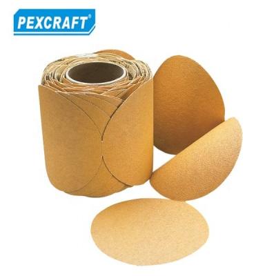 China High Performance 125mm Hook And Loop Abrasive Gold Sanding Disc for sale