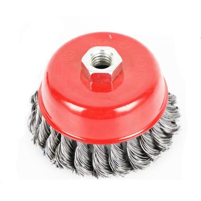 Cina 3 Inch Screw Knot Wire Polishing Angle Grinder with M 14 Wire Size and M 16 Steel Wire Cup Polishing Brush in vendita