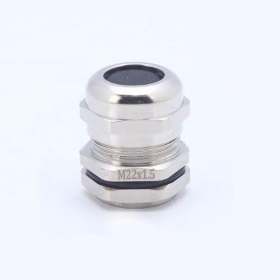 China Tighting M22*1.5mm Metal Brass Nickel Plated Cable Gland for sale