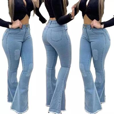 China DT-P00013 Ladies Breathable Stylish High Waist Jeans Casual Pants for sale