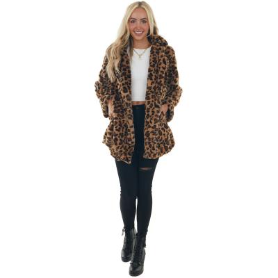 China DT-C000028 2021Hot leopard print winter plush jacket women breathable coats winter and autumn outwear slim fit coat coat for sale