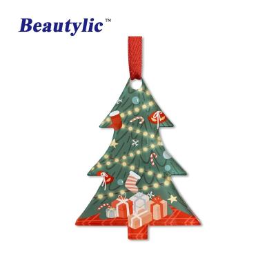 China Christmas Deoration LS-ACO02 Sublimation Christmas Ornament Sublimation Gloss White Heat Transfer Acrylic Photo Printing PMMA Flat Ornament for sale