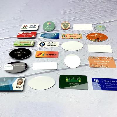 China With Button BEAUTYSUB 1.15mm HD Magnetic White Sublimation Glossy Metal Aluminum Name Badge Badges With Magnetic Button Heat Transfer Photo Print for sale