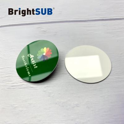 China With plastic brooch pin. BrightSUB 1.0mm White Gloss Sublimation Name Badge Metal Name Badges Aluminum Heat Transfer Prints Custom Printable Coated Blank for sale