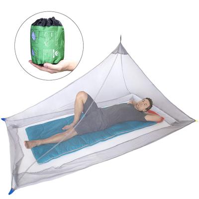 China Insecticide Treated Military Outdoor Camping Folding Portable Ultralight Pyramid Mosquito Net Single Camping for sale