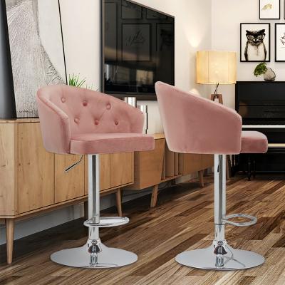 China Modern luxury nordic bar restaurant modern velvet stools stools bar chair adjustable articquiter for sale