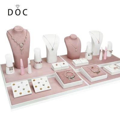 China OEM+ODM+Wholesale Luxury Microfiber Display Jewelry Ring Earrings Pendant Jewelry Showcase Display Sets for sale