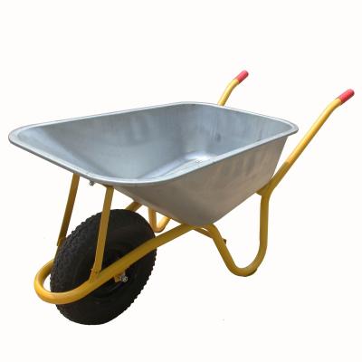 China WB6424 Multi Purpose 180KG Load Tray Wheelbarrow Heavy Duty Industrial Construction Galvanized for sale