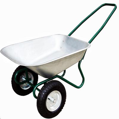 China Multi Purpose WB6211 80KG Load European Market Industrial Construction Galvanized With Two Wheel Wheel Barrow for sale