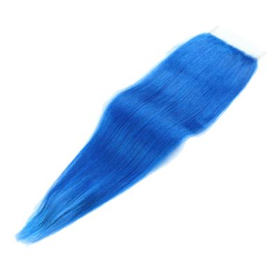 China Cheap Blue Silky Straight Wave Factory Price Lace Closure, 4x4 Closure, Indian Raw Virgin Hair Lace Closure for sale