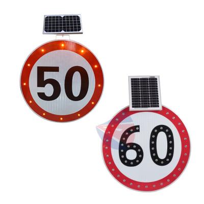 China Aluminium&Galvanized sheet Solar Powered Street Traffic Signs with Lights LED Flashing Warning Traffic Speed Limit Sign for Safety Solar LED Traffic Sign for sale