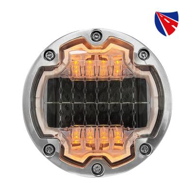 China Led power road stud bearing 30t reflecting raised ip68 bi directional wired flashing aluminum 8 led power pavement markers cat eye solar road stud for sale