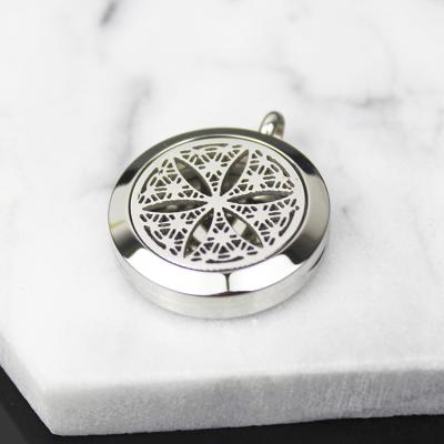 China Up-to-date Essential Oil Diffuser Stainless Steel Flower Pendant Necklace for sale