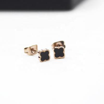 China New Design Stainless Steel Charming Lucky Stainless Steel Minimal Stud Earring For Women for sale