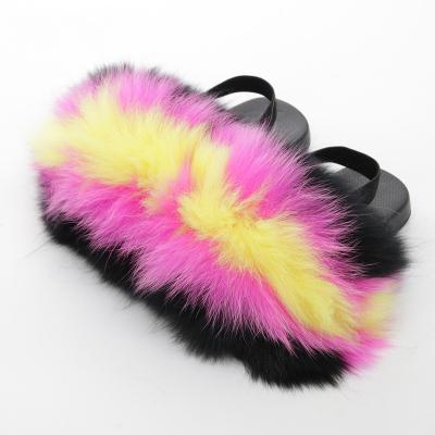 China Cushioning Wholesale Fur Slippers Baby Sandals Children Girl Fox Fur Outdoor Slides for sale