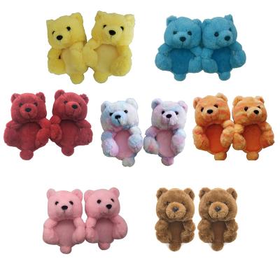 China Cushioning Plush Teddy Bear Slippers Winter Warm Women's Bedroom Shoes Indoor Slipper Flip Flops Funny Cartoon Bear for sale