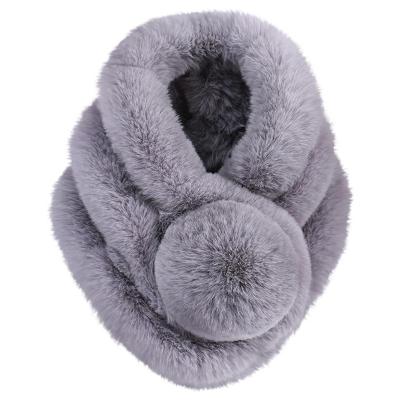 China Soft Hand Feeling Autumn Winter New Fur Rabbit Fur Plush Scarf Solid Color Thick Warm Fur Ball Scarf for sale