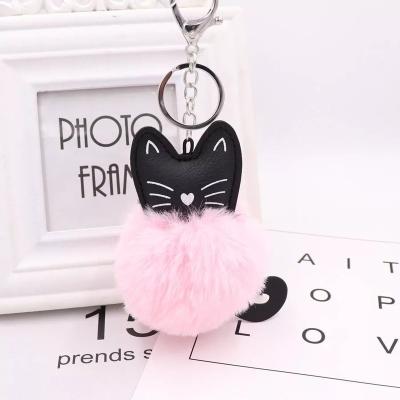 China Soft Hand Feeling Cat Soft Pompom Animal Tail Cute Hair Fur Ball Key Chain For Car Key Chain Ladies Car Bag Key Ring Mom Gift Accessories for sale