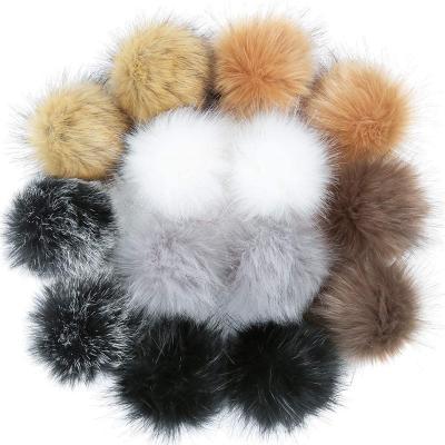 China Soft Hand Feeling 10cm Faux Fur Fox Pom Poms Ball Raccoon Pompoms For Knitted Winter Hat Beanies Scarves for sale