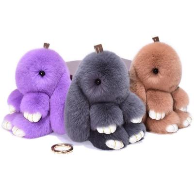 China Soft Hand Feeling Cute Children's Bunny Shape Artificial Rabbit Fur Fluffy Soft Toys Popular Children Adults Phone Car Gifts Key Chain for sale