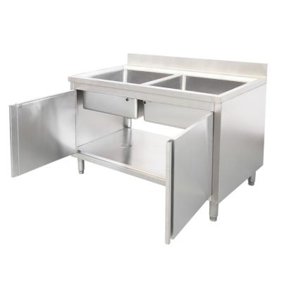 China With Faucet Commercial Kitchen Equipment Stainless Steel Sink Cabinet With Single Bowl And Drawers And Open Door for sale