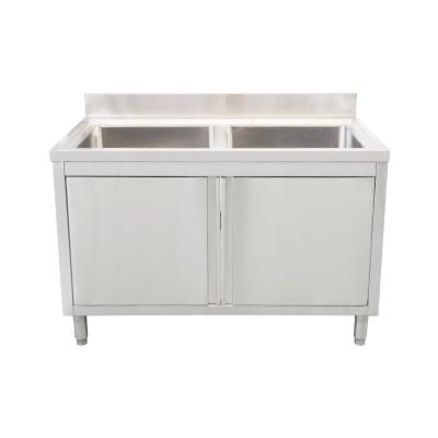 China With Double Faucet Sink Buffet Restaurant Sink Bowl Stainless Steel Sink Cabinet Bottom Cabinets for sale