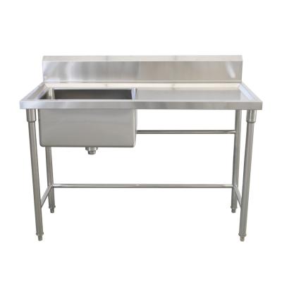 China With Faucet Commercial Single Sink With Drainer Stainless Steel Kitchen Sink Work Bench Double Supply Table With Undershelf for sale