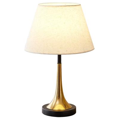 China Modern Creative Bedside Lamp Decorative Lights With Shade Hotel Bedside Iron Desk Lamps Computer Table Cloth Lamp for sale