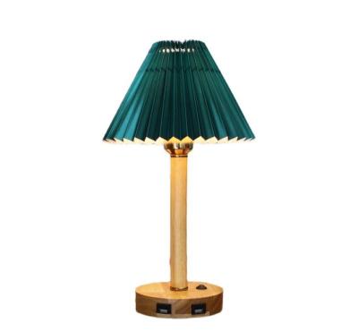 China Modern Rechargeable Pleated Cloth Mini Table Lamp From Modern Chinese Side Bed Factory for sale