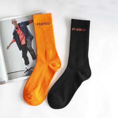 China QUICK DRY Women Tube Crew For Sports Boots Lady Lone Socks Cotton Orange Striped Black For Girl Socks for sale