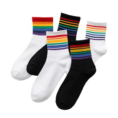 China Fashionable Rainbow Style Sock Tube Women Anti-Fault Crew Designer Happy Socks 3D Print Custom Design for sale