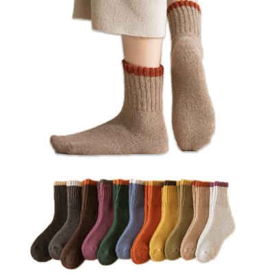 China 2021 QUICK DRY Unisex Winter Crew Socks Striped Warm Socks For Men Outdoor Women Anti-cold Thick Woolen Socks for sale