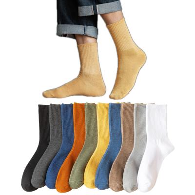 China Autumn Warm High Cotton Socks Solid Color Mens QUICK DRY Crew Socks Cheap Comfortable Men's Casual Socks for sale