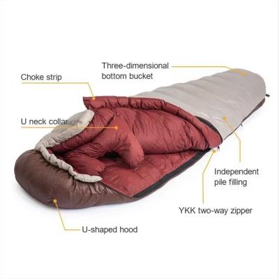 China Outdoor Camping/Duck Down Waterproof Nylon Fabric Winter High Quality Daily Snowbird Outdoor Camping Sleeping Bag for sale