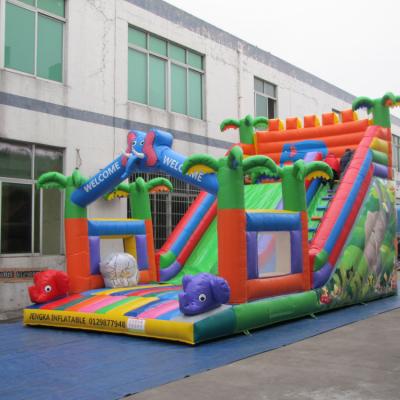 China Jungle Outdoor Theme Giant Inflatable Entertainment Castle Slide For Sale for sale