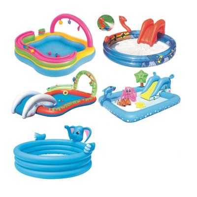 China Eco-friendly Mini Residential Kids Kiddies Inflatable Park Water Pool Floating Swimming Slide with Pool Slide for Inground Pool for sale