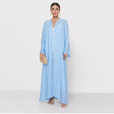 China ColorDress Dubai Abayas Hot Sale Fashion Middle East Polyester Solid Chiffon Muslim Manufacturers Abaya 2022 Simple For Women for sale