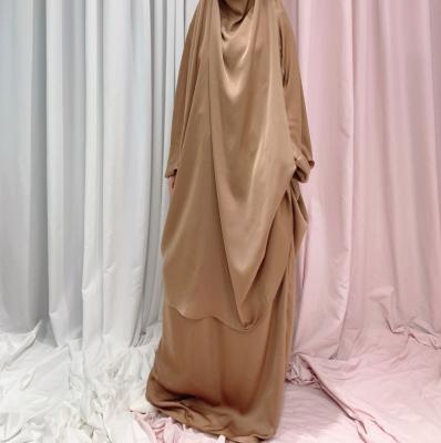 China Wholesale-Hijab Long Abaya Skirt-Set Polyester Islamic Muslim Khimar Prayer Dress Long for sale