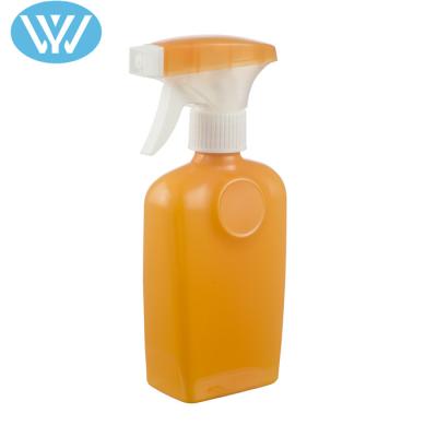 China New Design 350ml Chemical Orange Pet Liquid Bottle With Trigger Sprayer for sale