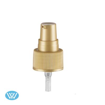 China Non Spill 24/410 Ribbed Gold Closure Cream Pump For Cosmetics for sale