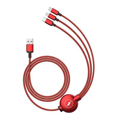 China Product 3.3ft 1.8A Mobile Phone Etc.electronic Multi Fast Charging 3 in 1 Retractable USB Fast Charging Cable 20cm to 110cm for sale