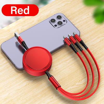 China Mobile Phone Etc.electronic Product Multi Charger Cable Retractable Micro USB USB-c USB Charging Cable 3 in 1 with 3 plugs for sale