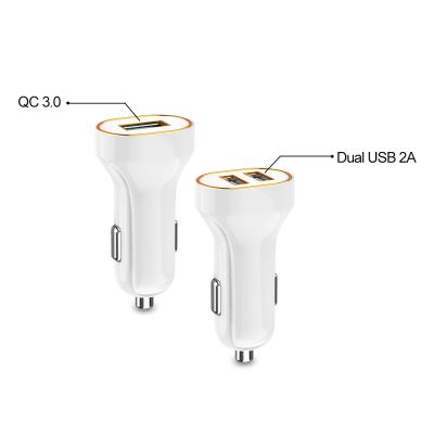 China CELL PHONE or tablet factory wholesale leading quality patented design led car phone charger QC3.0 car charger for sale