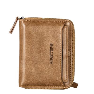 China Retro Fashion Men's Horizontal Zipper Clip Youth Wallet for sale