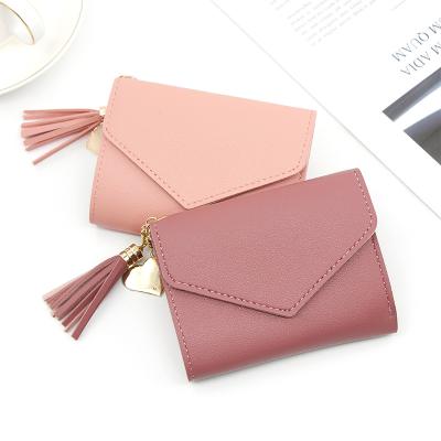 China High Quality Style Personality Ladies Small Three Fold Hand Hold Shorts Multi - Position Card Bag for sale