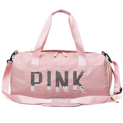 China Long Bag 2020 New Fashion Gym Pink Short Outdoor Travel Bag Large Capacity Tote With Shoe Position Nylon for sale