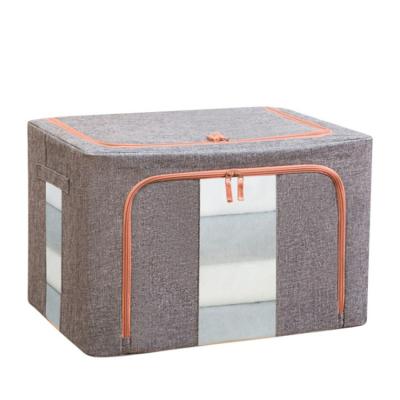 China Sustainable Cotton Canvas Clothes Storage Box Cloth Art Household Finishing Box Foldable Storage Bag for sale