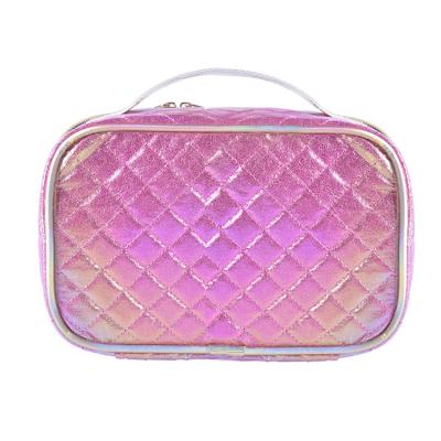 China Fashion Cosmetic Case Luxury Portable Cosmetic Bag Laser Makeup Box Travel Leather Storage Organize Handbag for sale