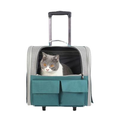 China Small Cat Carrier Pet Trolley Bag Animal Portable Breathable Outdoor High Quality Custom Made Breathable For Travel for sale