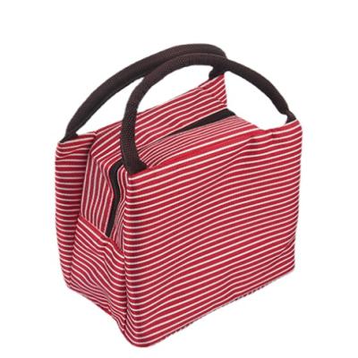 China Fashion\Leisure\Sports Barred Bento Bag Thickened Aluminum Foil Insulated Picnic Bag Bento Student Portable Waterproof Lunch Bag for sale